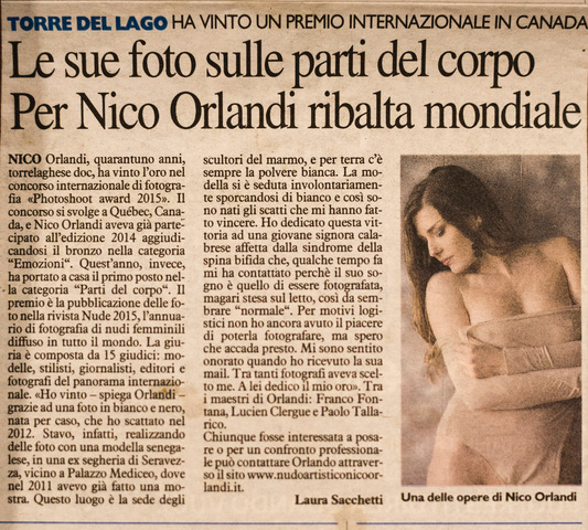 Nico Orlandi fotografo articolo di giornale
